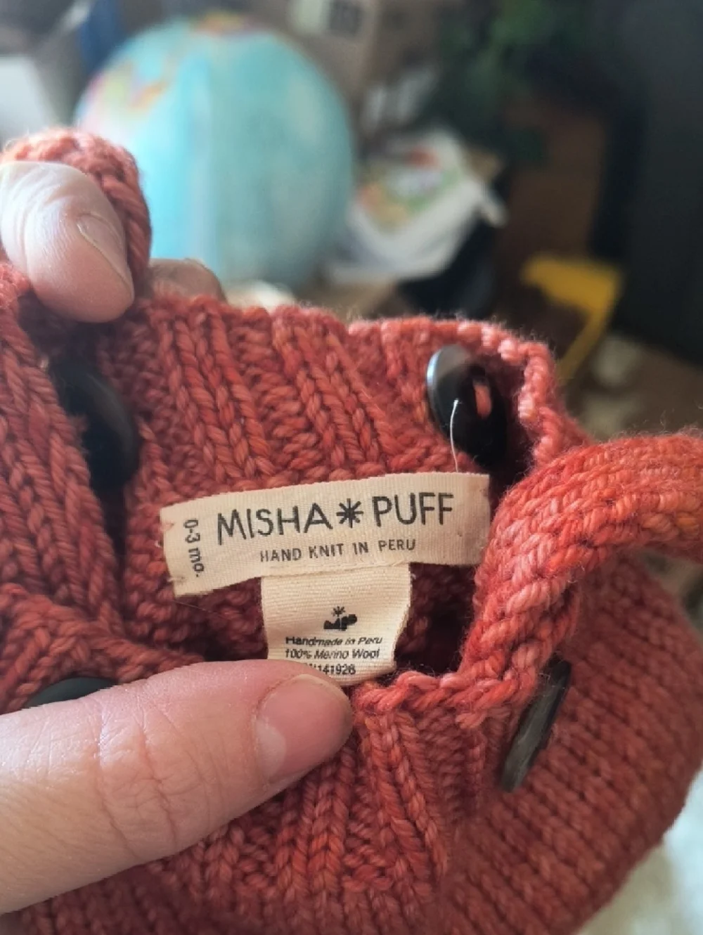 Misha And Puff Hand-Knit Baby Romper in Burnt Orange - Picture 3 of 3